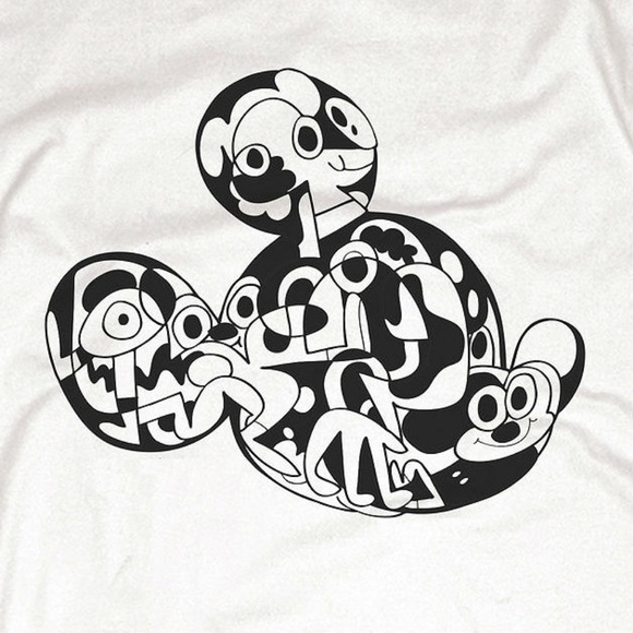 New! Disney Mickey Mouse x Jon Burgerman Ringer T-Shirt - Picture 2 of 2